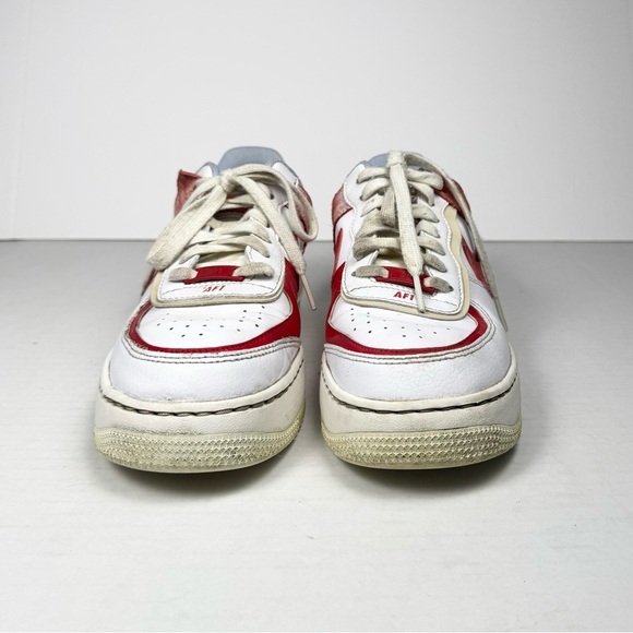 Nike Air Force 1 Shadow 'Cracked Leather' Basketball Sneaker Red/White/Blue W 8 - Picture 4 of 10